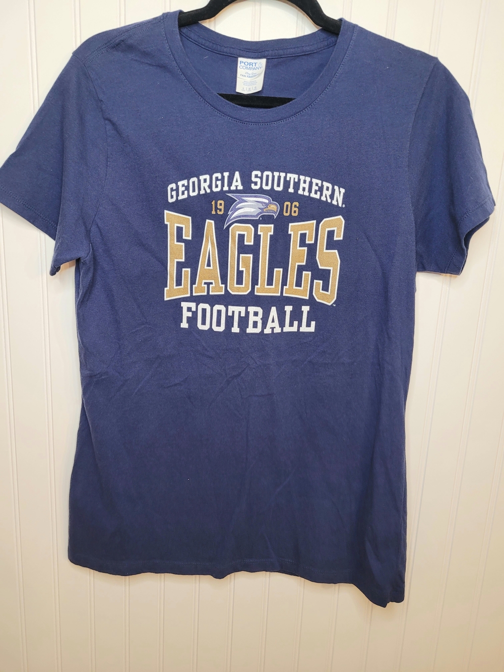 Georgia Southern Eagles Football Tee Blue Ladies Sz L Like New